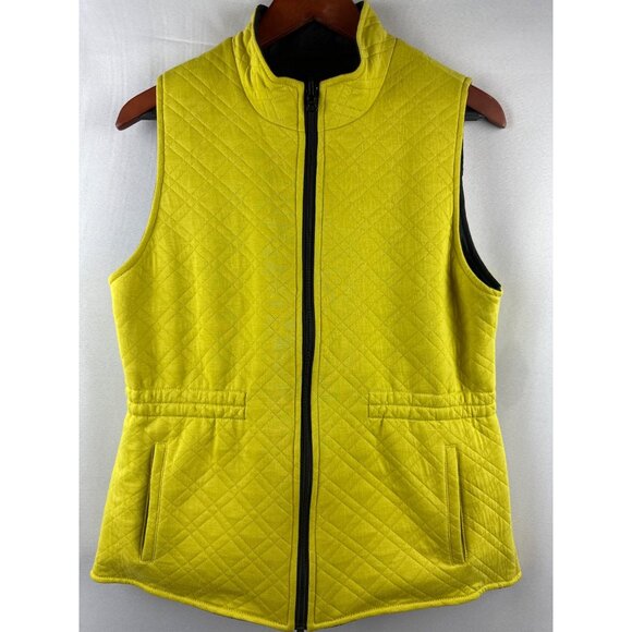 Reversible Quilted Womens Vest M Yellow & Gray Athletic - Picture 1 of 6